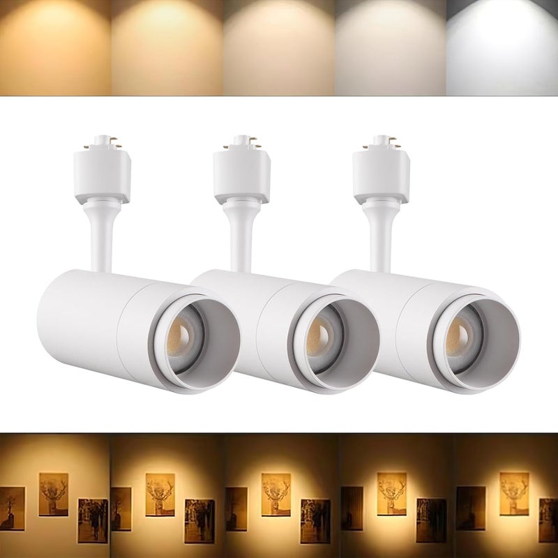 Ajbvp LED Track Lighting Heads Dimmable 24W 5CCT 2700K/3000k/3500k/4000k/5000k,Single Circu H Track Lighting Heads,Zoomable Beam 15° to 60° Ideal for Accent Art and Task Lighting,(3 Pack - White-5CCT) - Image 1